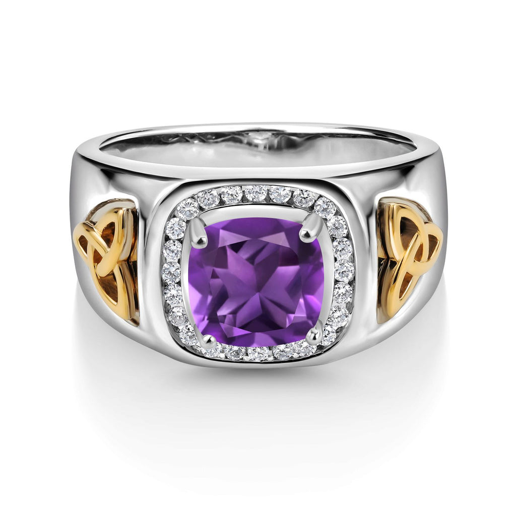 Amethyst - February_Ring in 925 Sterling Silver and 10K Yellow Gold
