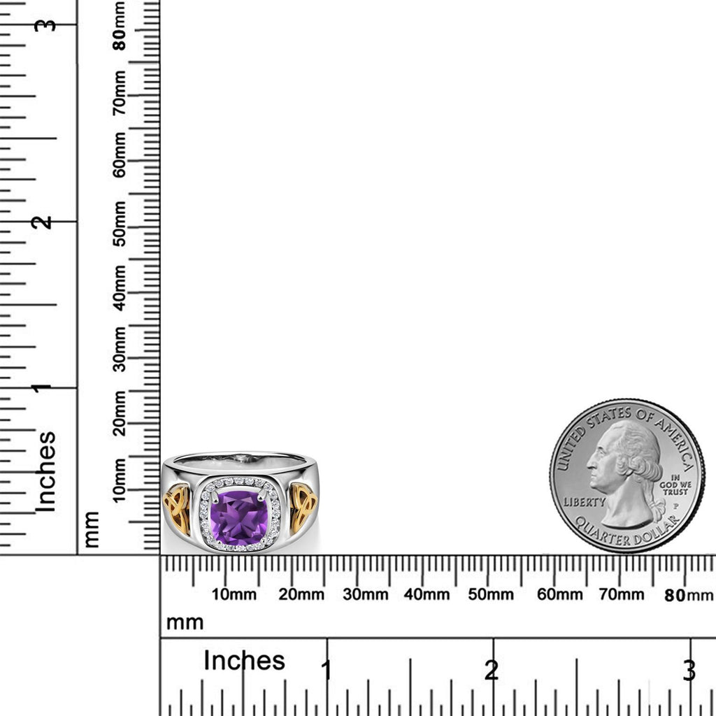 Amethyst - February_Ring in 925 Sterling Silver and 10K Yellow Gold