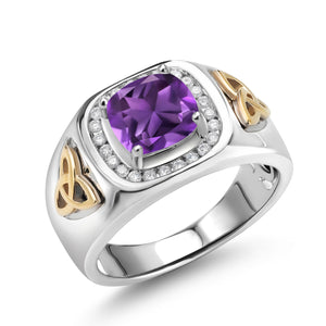 Amethyst - February_Ring in 925 Sterling Silver and 10K Yellow Gold