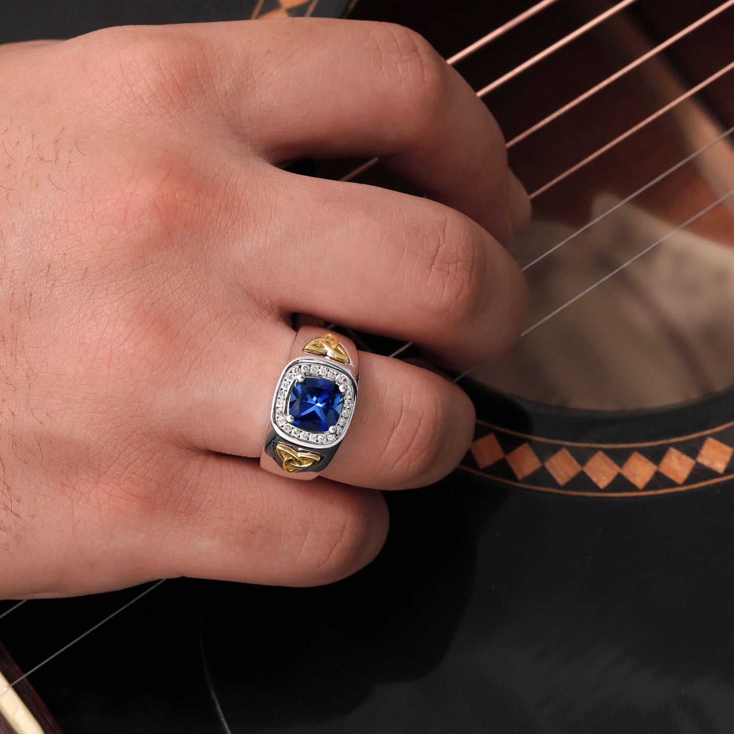 Ring in 925 Sterling Silver and 10K Yellow Gold