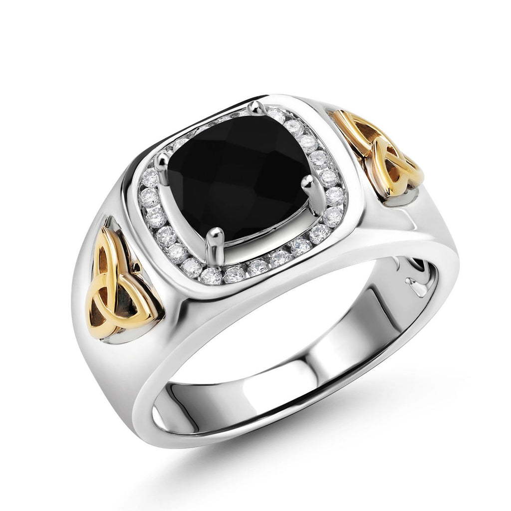 Onyx_10_Ring in 925 Sterling Silver and 10K Yellow Gold