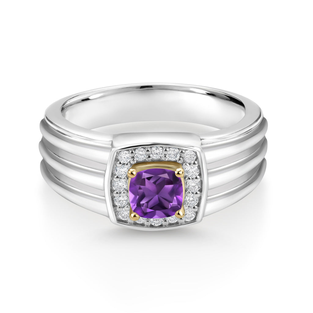 Amethyst - February_10_Ring in 925 Sterling Silver and 10K Yellow Gold