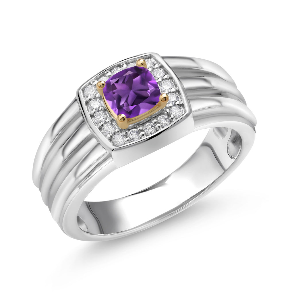 Amethyst - February_13_Ring in 925 Sterling Silver and 10K Yellow Gold