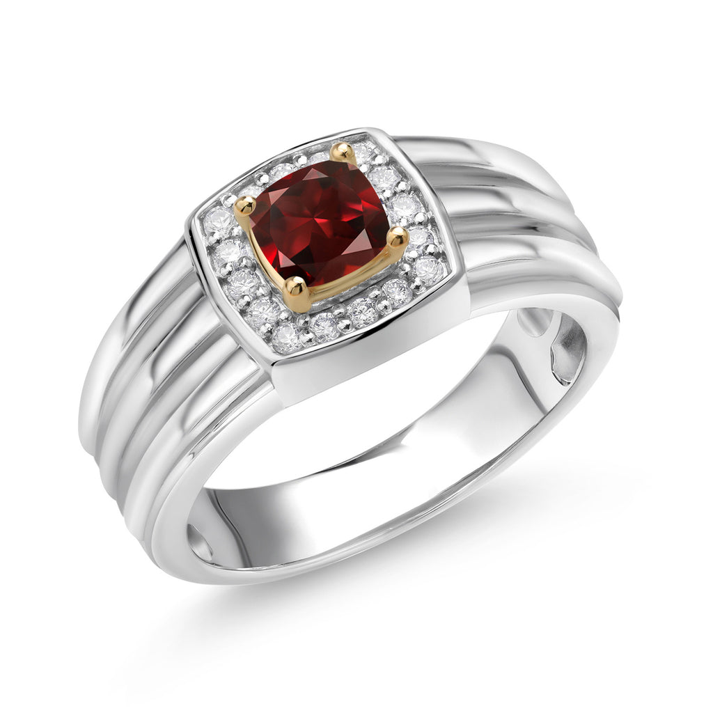 Garnet - January_8_Ring in 925 Sterling Silver and 10K Yellow Gold