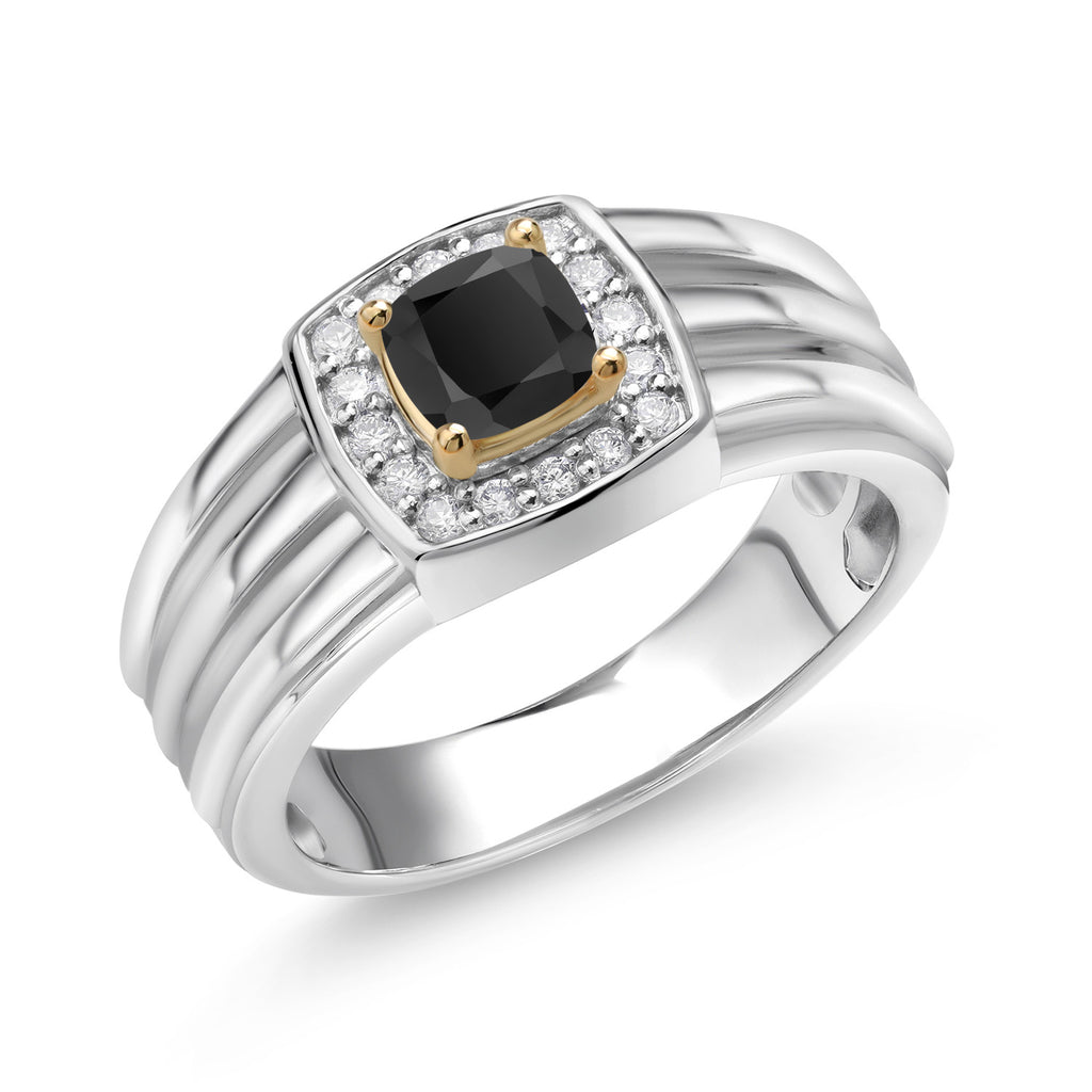 Onyx - December_13_Ring in 925 Sterling Silver and 10K Yellow Gold