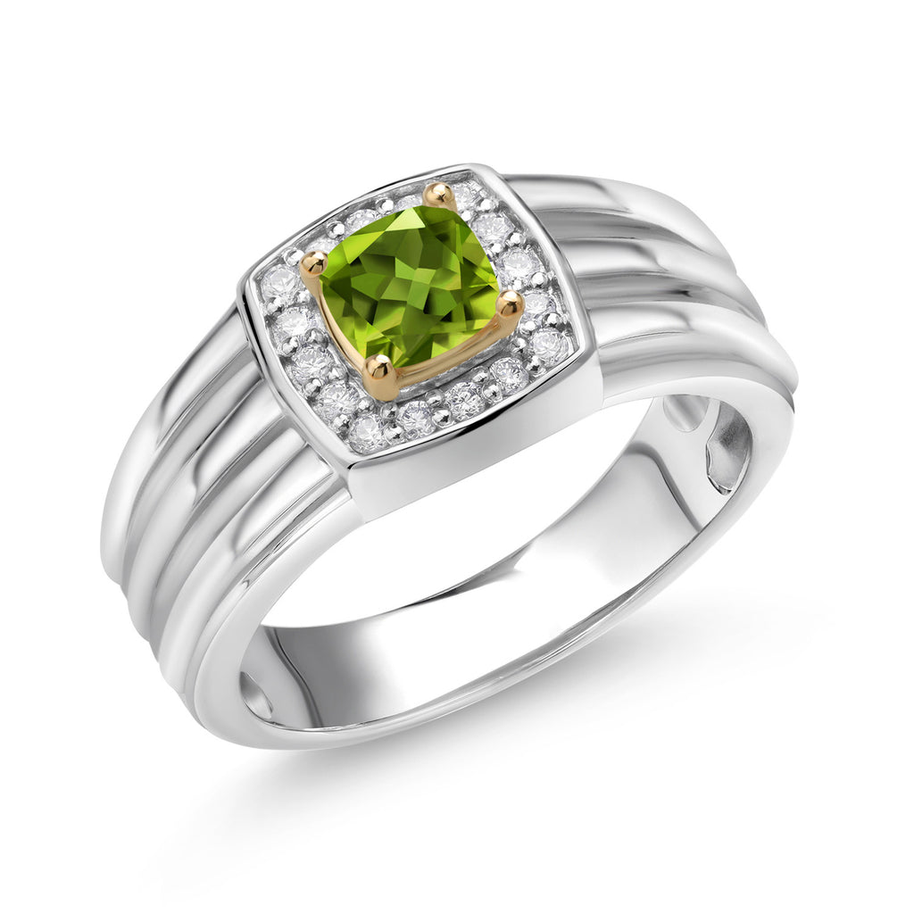 Peridot - August_12_Ring in 925 Sterling Silver and 10K Yellow Gold