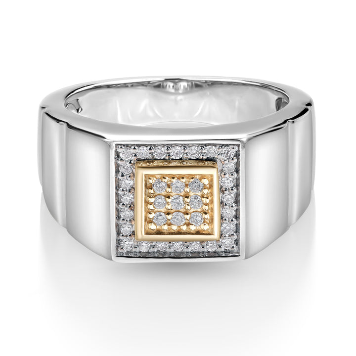 Ring in 925 Sterling Silver and 10K Yellow Gold