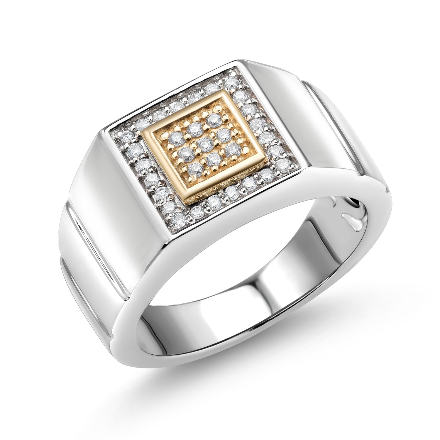 Ring in 925 Sterling Silver and 10K Yellow Gold