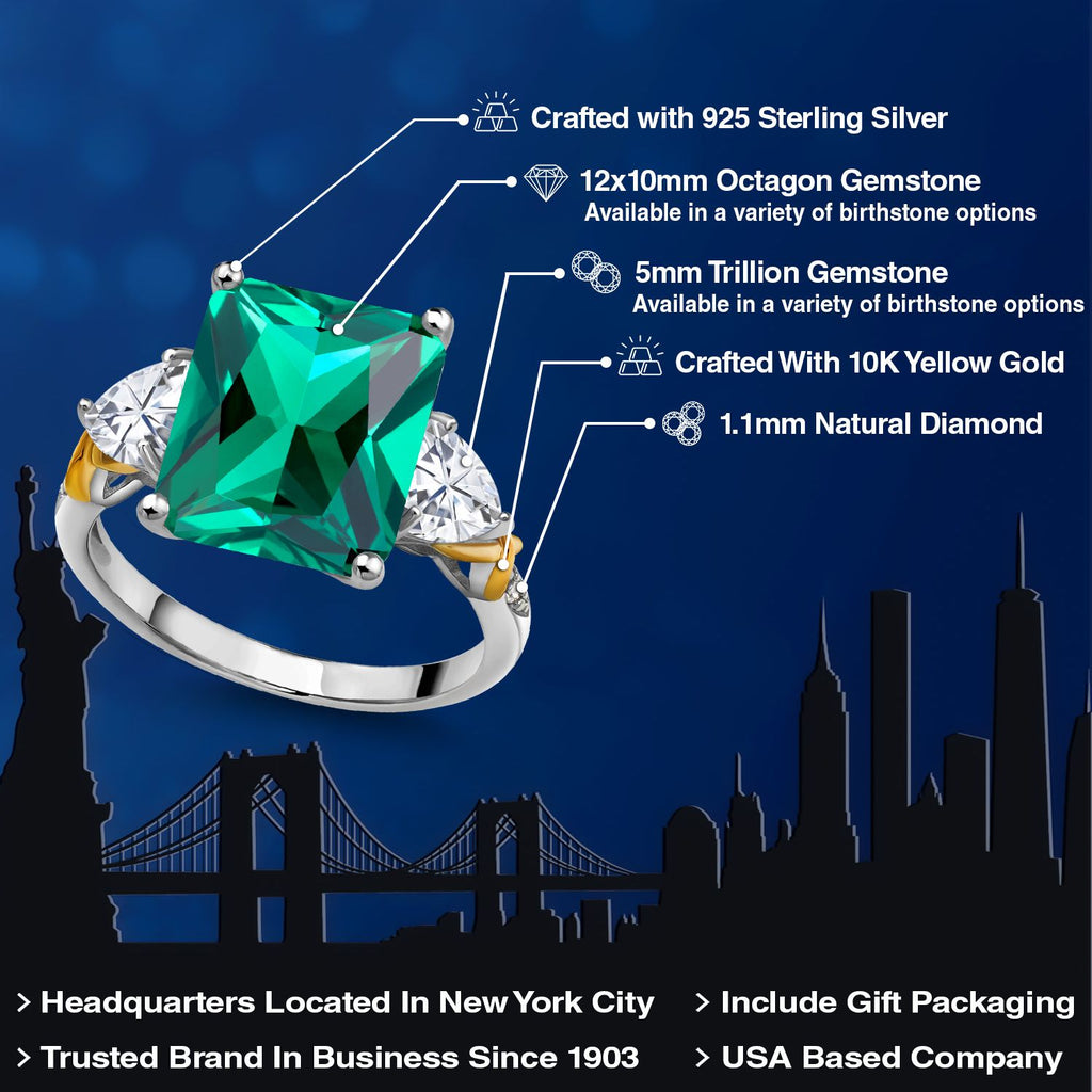 Ring in 925 Sterling Silver and 10K Yellow Gold