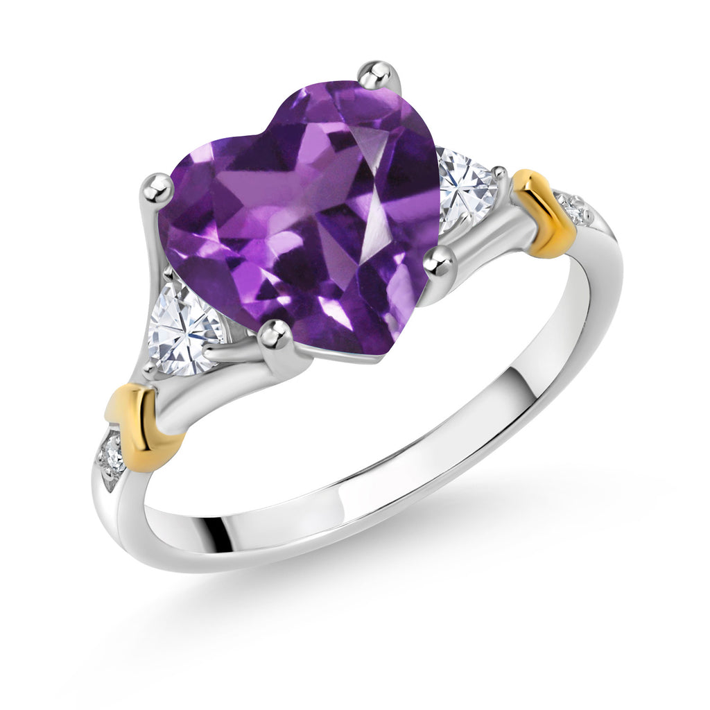 Amethyst - February_9_Ring in 925 Sterling Silver and 10K Yellow Gold