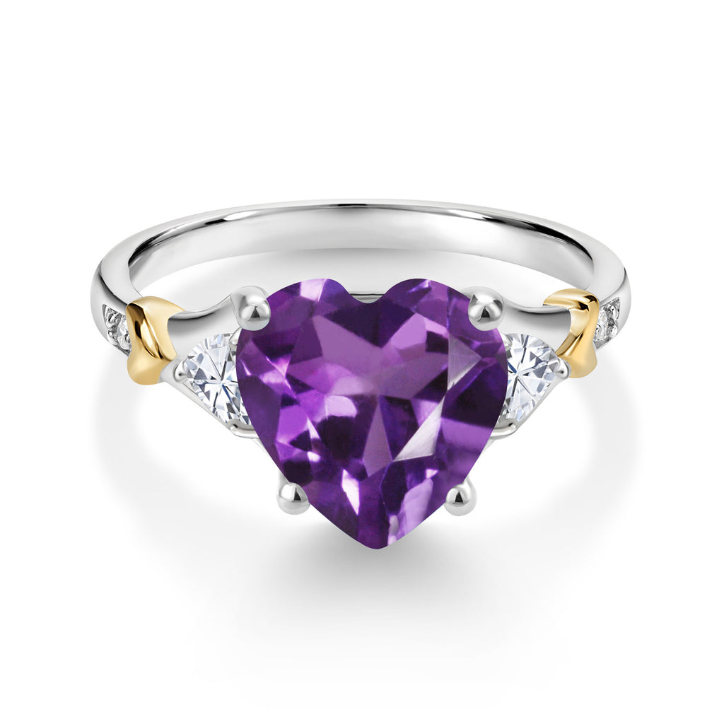 Amethyst - February_7_Ring in 925 Sterling Silver and 10K Yellow Gold