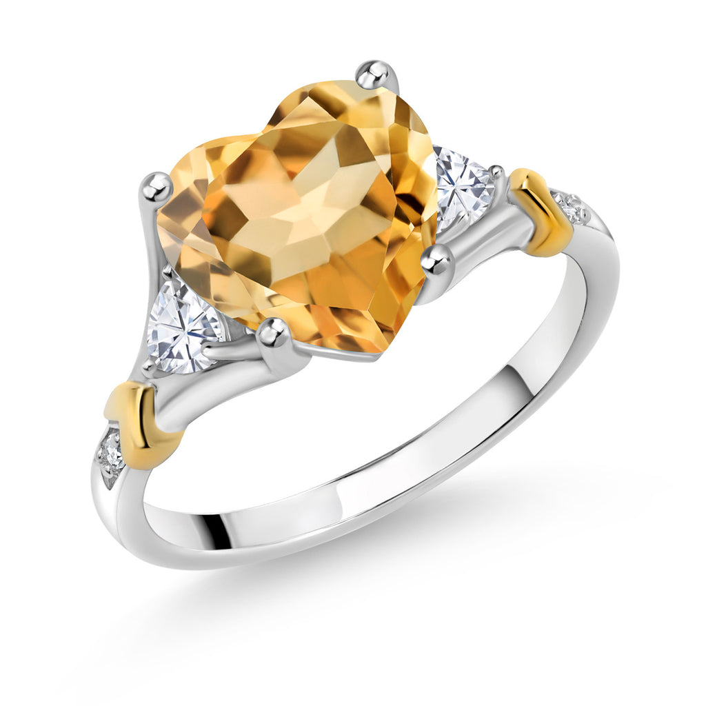 Citrine - November_9_Ring in 925 Sterling Silver and 10K Yellow Gold