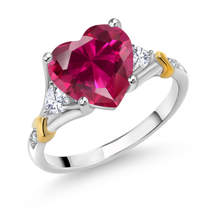 Created Ruby - July_5_Ring in 925 Sterling Silver and 10K Yellow Gold