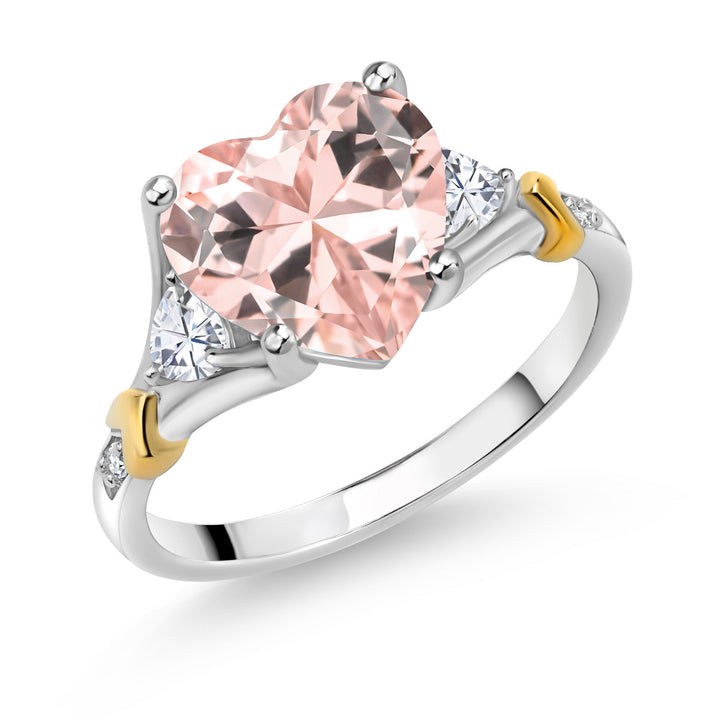 Nano Morganite - October_5_Ring in 925 Sterling Silver and 10K Yellow Gold