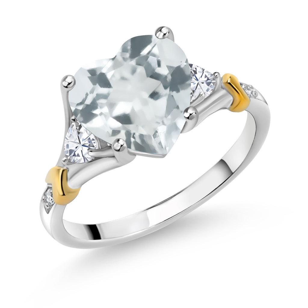 Sky Blue Topaz - November_6_Ring in 925 Sterling Silver and 10K Yellow Gold