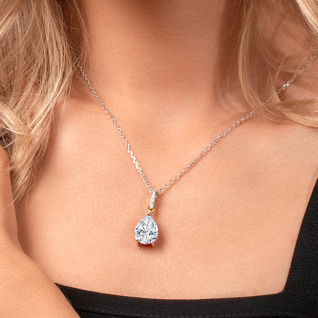 Moissanite_Pendant in 925 Sterling Silver and 10K Yellow Gold
