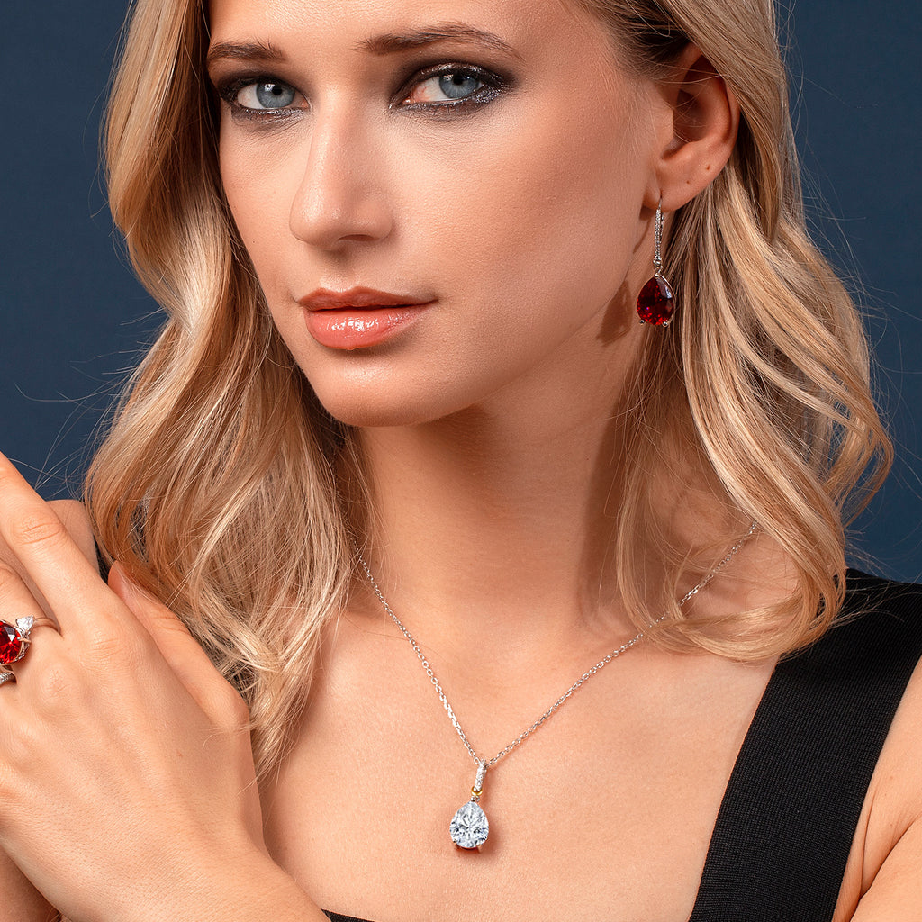 Moissanite_Pendant in 925 Sterling Silver and 10K Yellow Gold