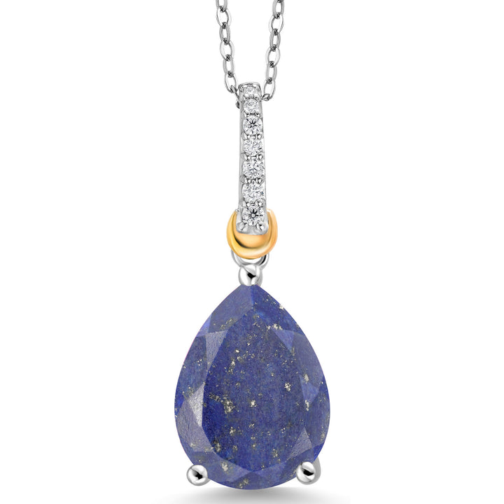 Blue Lapis_Pendant in 925 Sterling Silver and 10K Yellow Gold