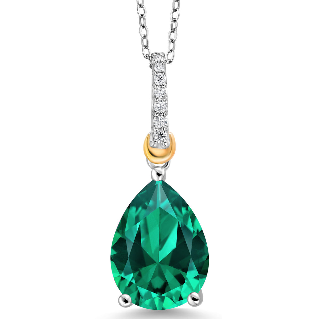 Nano Emerald - May_Pendant in 925 Sterling Silver and 10K Yellow Gold