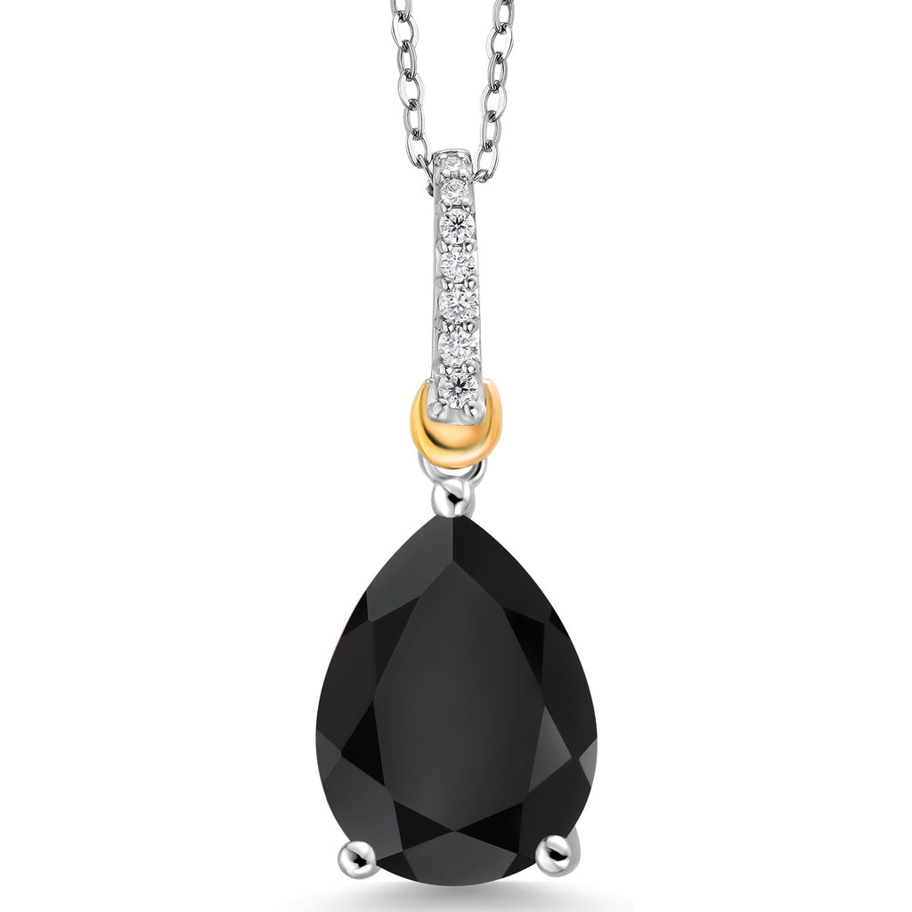 Onyx - December_Pendant in 925 Sterling Silver and 10K Yellow Gold