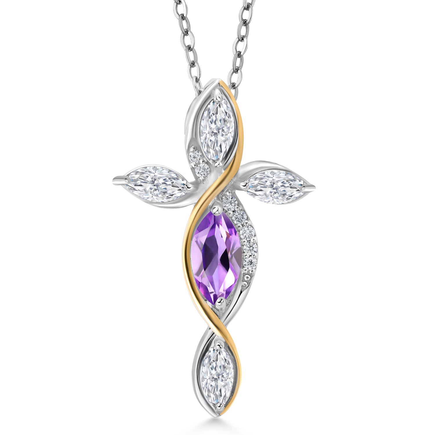 Pendant in 925 Sterling Silver and 10K Yellow Gold