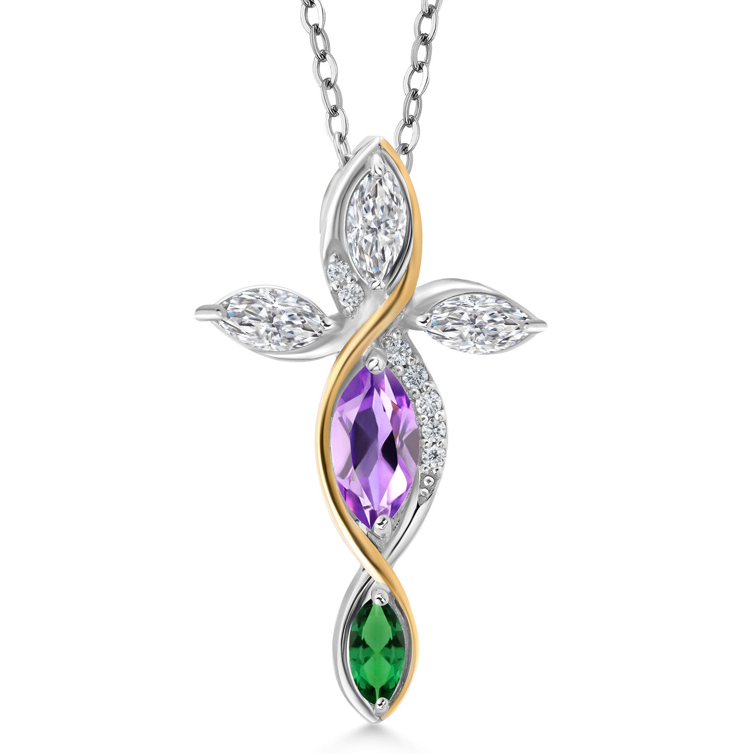 Pendant in 925 Sterling Silver and 10K Yellow Gold