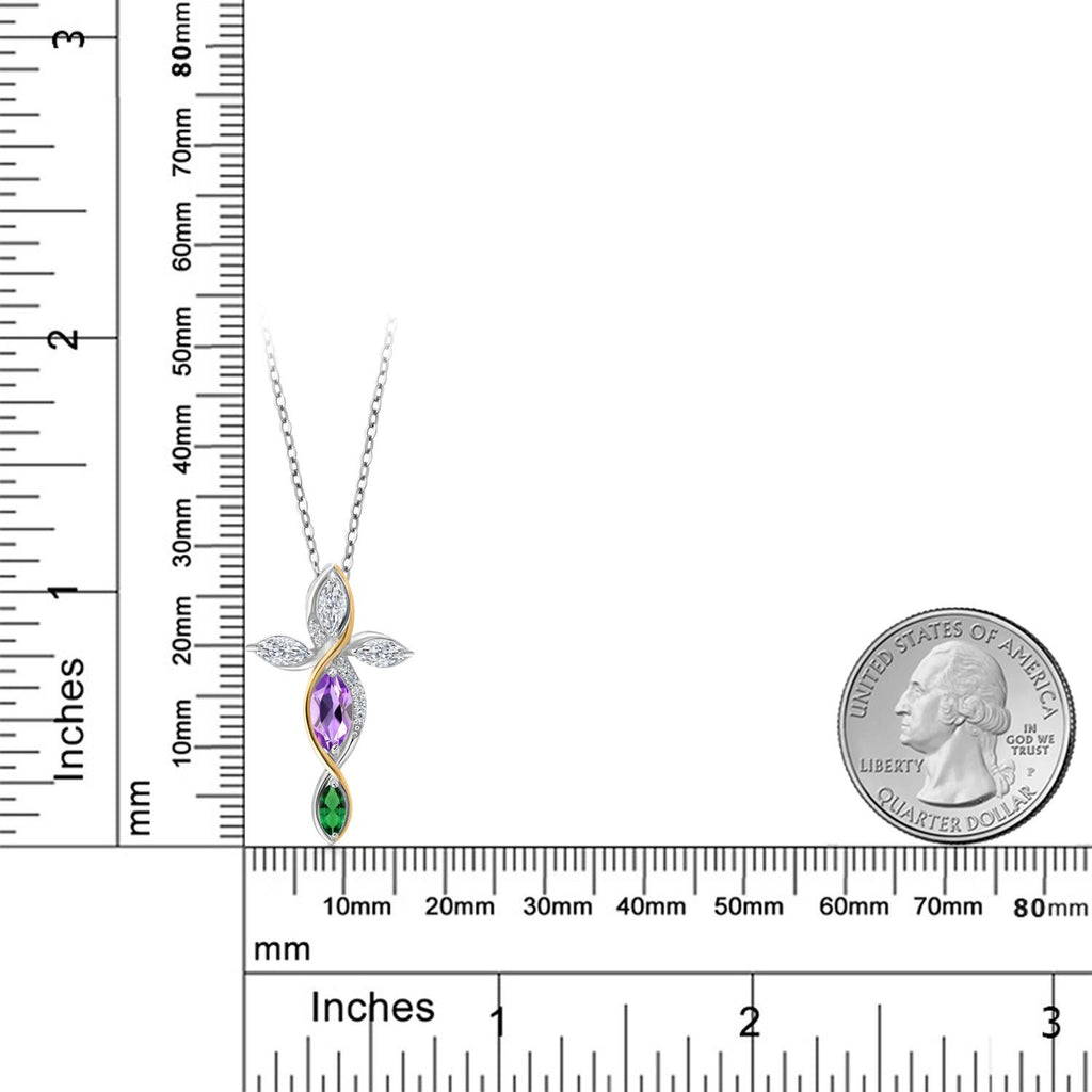 Pendant in 925 Sterling Silver and 10K Yellow Gold