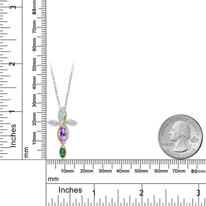 Pendant in 925 Sterling Silver and 10K Yellow Gold