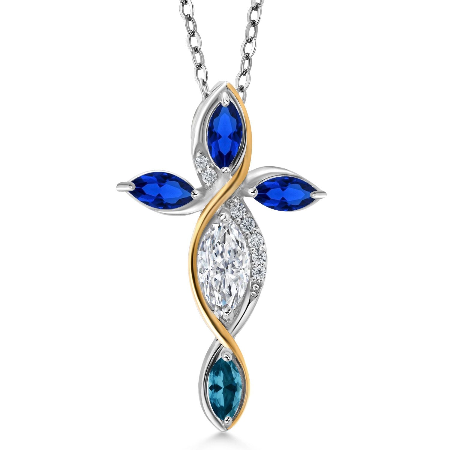 Pendant in 925 Sterling Silver and 10K Yellow Gold