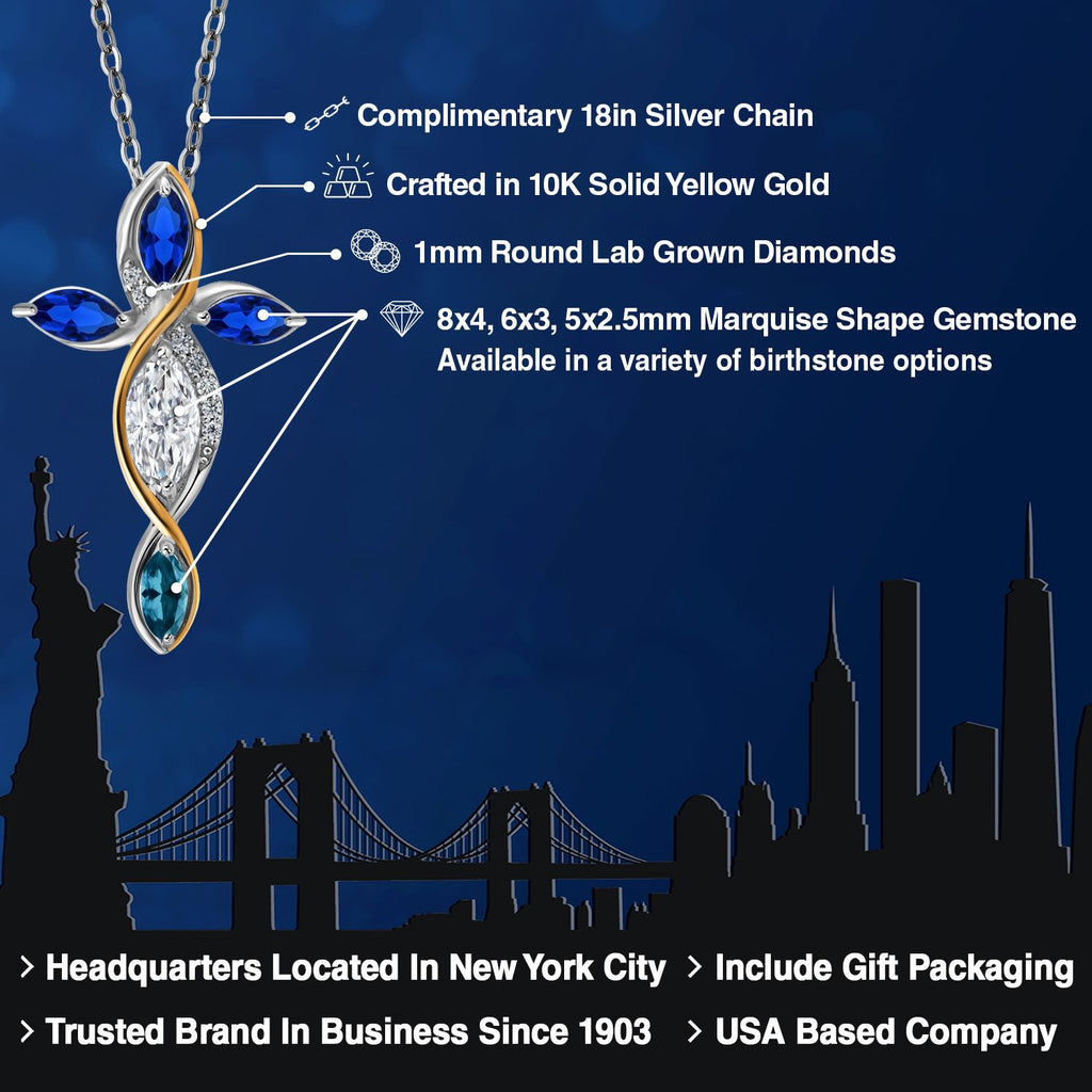Pendant in 925 Sterling Silver and 10K Yellow Gold