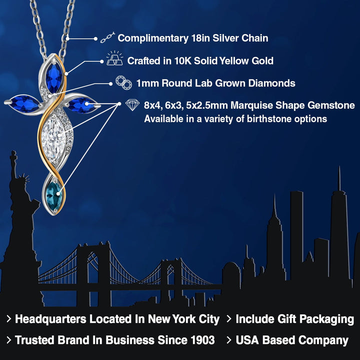 Pendant in 925 Sterling Silver and 10K Yellow Gold