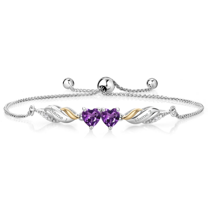 Amethyst - February_Bracelet in 925 Sterling Silver and 10K Yellow Gold