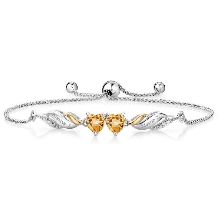 Citrine - November_Bracelet in 925 Sterling Silver and 10K Yellow Gold