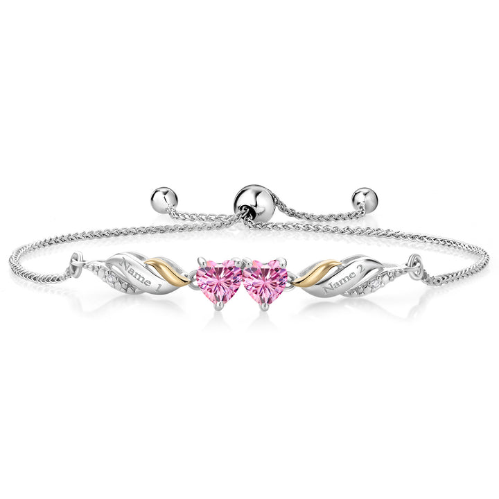 Pink Moissanite - April_Bracelet in 925 Sterling Silver and 10K Yellow Gold