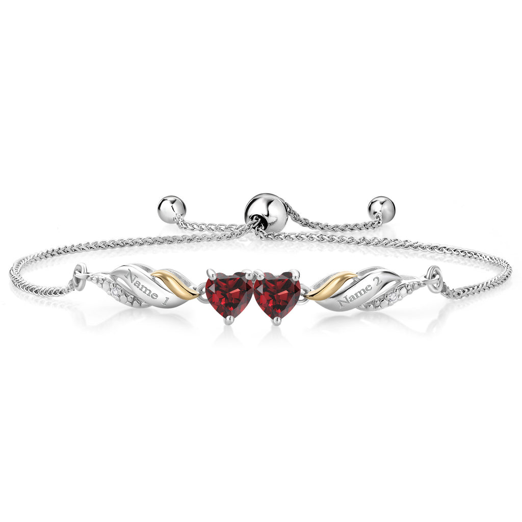Garnet - January_Bracelet in 925 Sterling Silver and 10K Yellow Gold