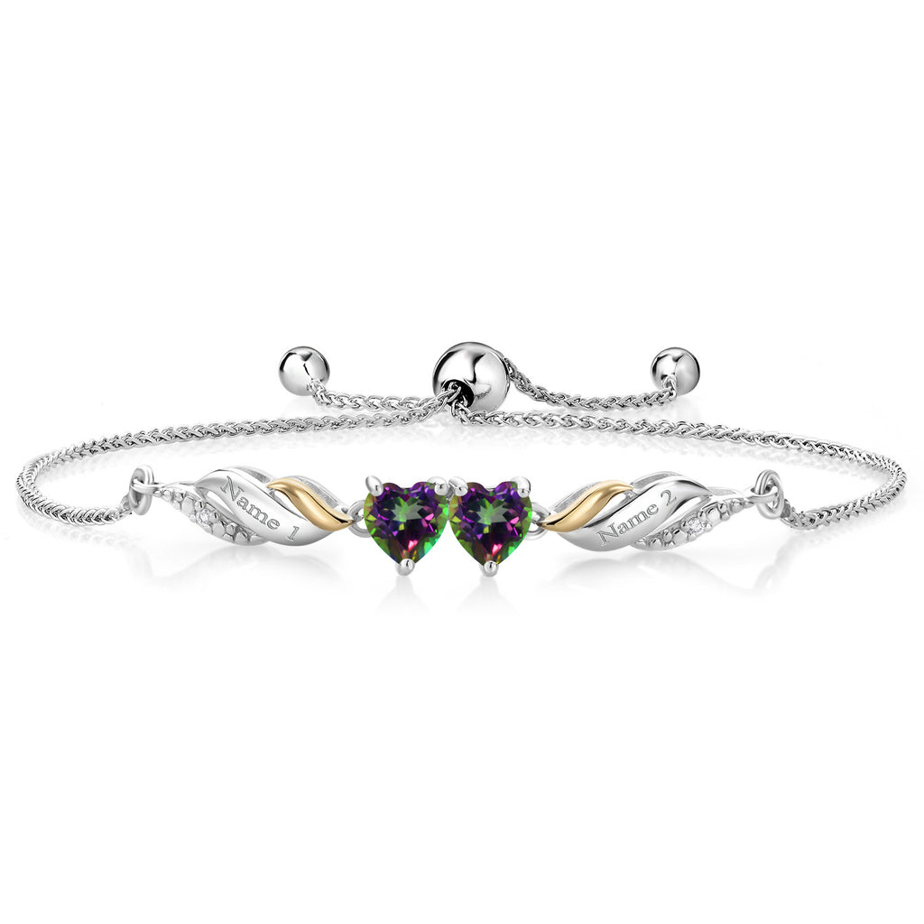 Green Mystic Topaz_Bracelet in 925 Sterling Silver and 10K Yellow Gold