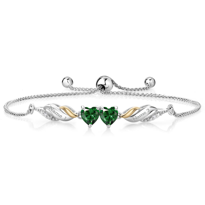 Nano Emerald - May_Bracelet in 925 Sterling Silver and 10K Yellow Gold