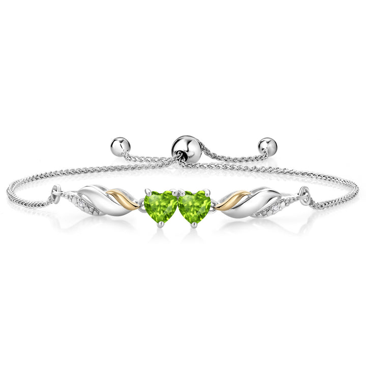 Peridot - August_Bracelet in 925 Sterling Silver and 10K Yellow Gold