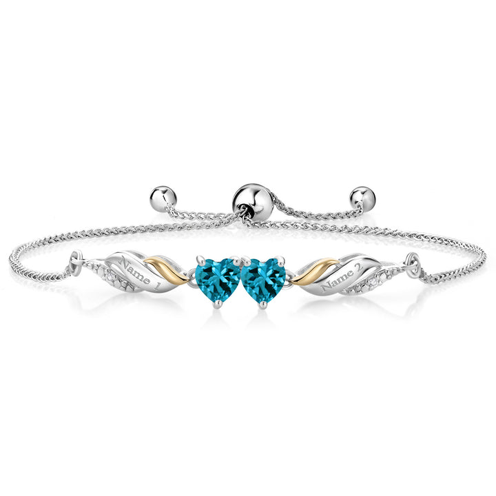 London Blue Topaz - November_Bracelet in 925 Sterling Silver and 10K Yellow Gold