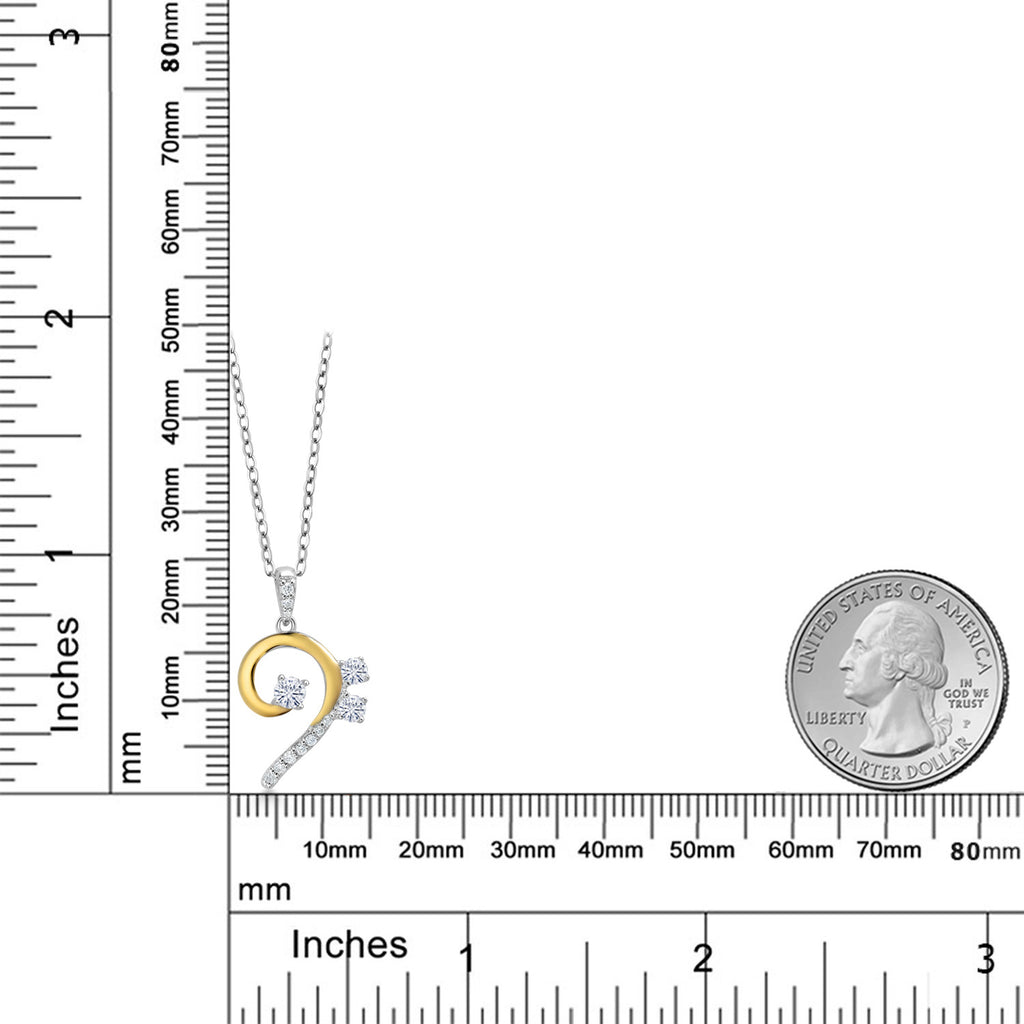Pendant in 925 Sterling Silver and 10K Yellow Gold