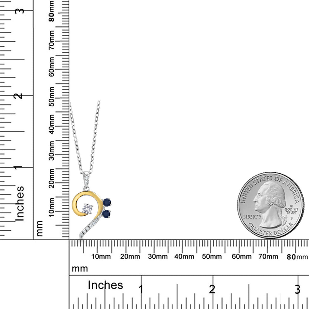 Pendant in 925 Sterling Silver and 10K Yellow Gold