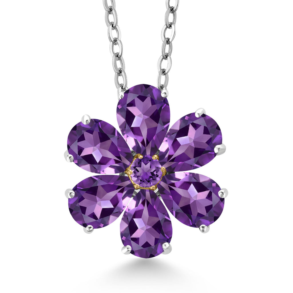 Amethyst - February_Pendant in 925 Sterling Silver and 10K Yellow Gold