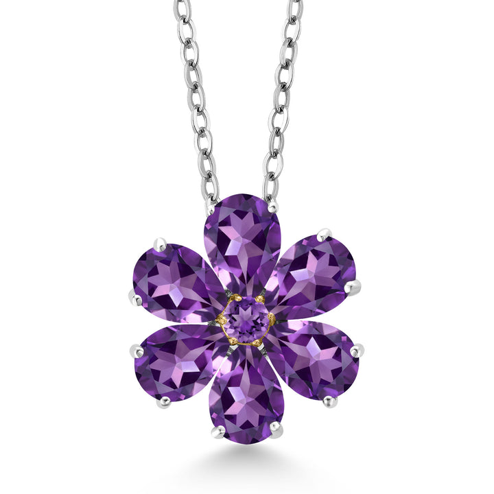 Amethyst - February_Pendant in 925 Sterling Silver and 10K Yellow Gold