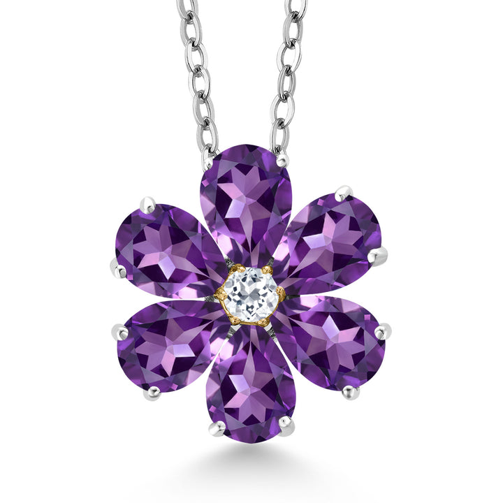 Amethyst - February_Pendant in 925 Sterling Silver and 10K Yellow Gold