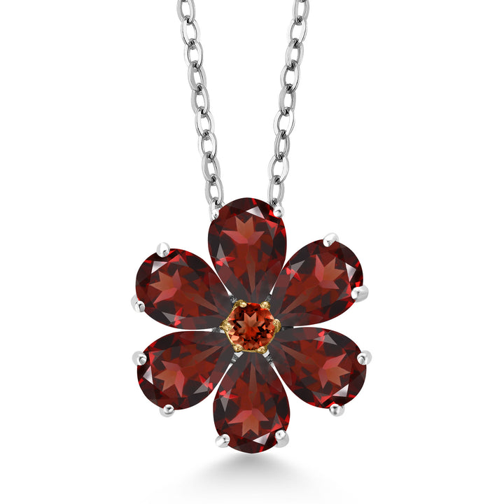 Garnet - January_Pendant in 925 Sterling Silver and 10K Yellow Gold