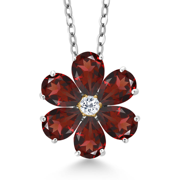 Garnet - January_Pendant in 925 Sterling Silver and 10K Yellow Gold