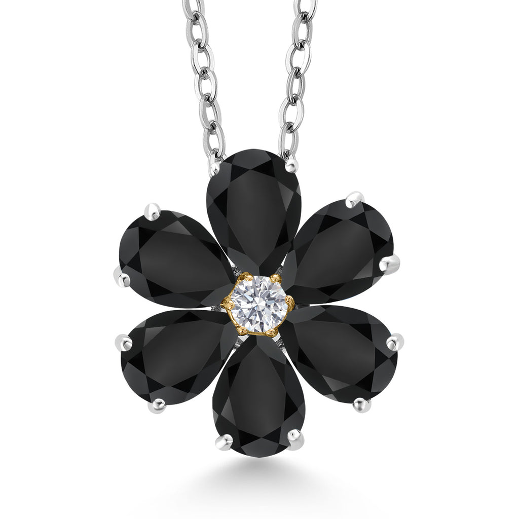 Onyx - December_Pendant in 925 Sterling Silver and 10K Yellow Gold