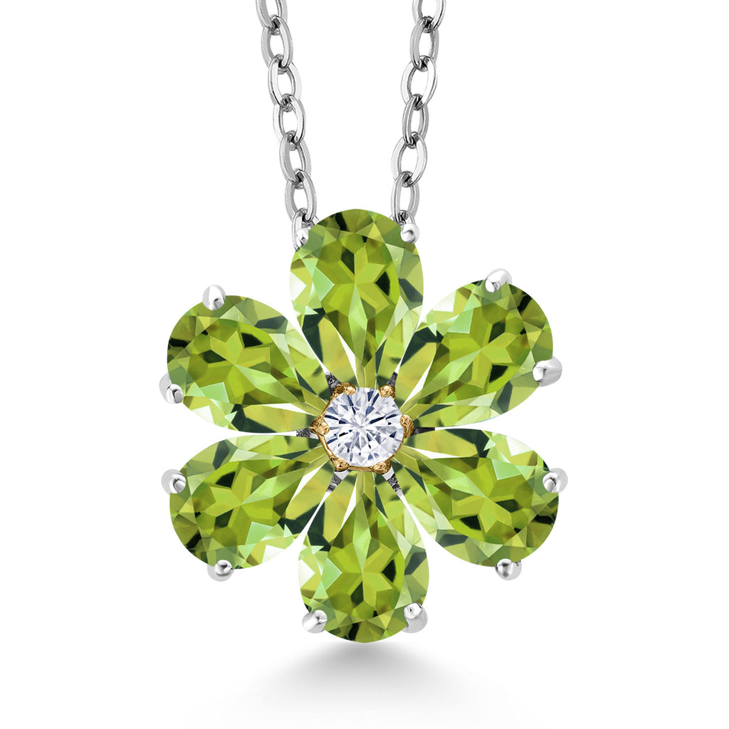 Peridot - August_Pendant in 925 Sterling Silver and 10K Yellow Gold