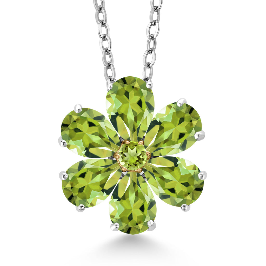 Peridot - August_Pendant in 925 Sterling Silver and 10K Yellow Gold