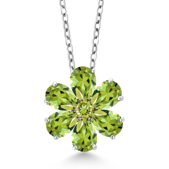 Peridot - August_Pendant in 925 Sterling Silver and 10K Yellow Gold